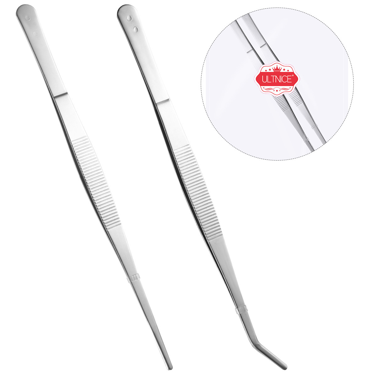 ステンレス製ピンセット2個セット シルバー 25cm ストレ - Feeding Tong Stainless のレビューと価格